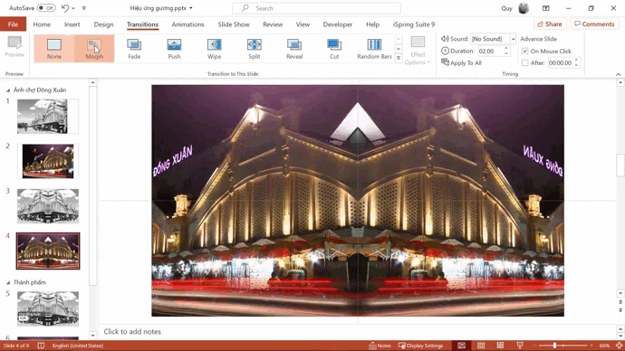 Cách tạo hiệu ứng hình ảnh đối xứng trong Powerpoint